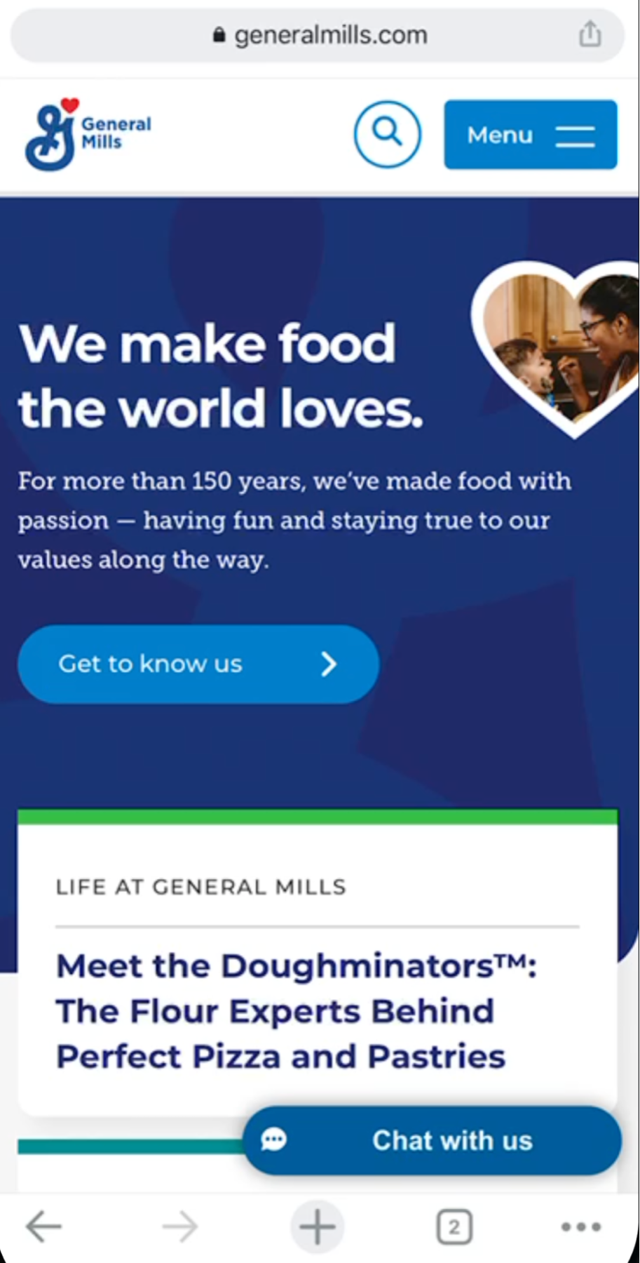 Image of general mills mobile home screen