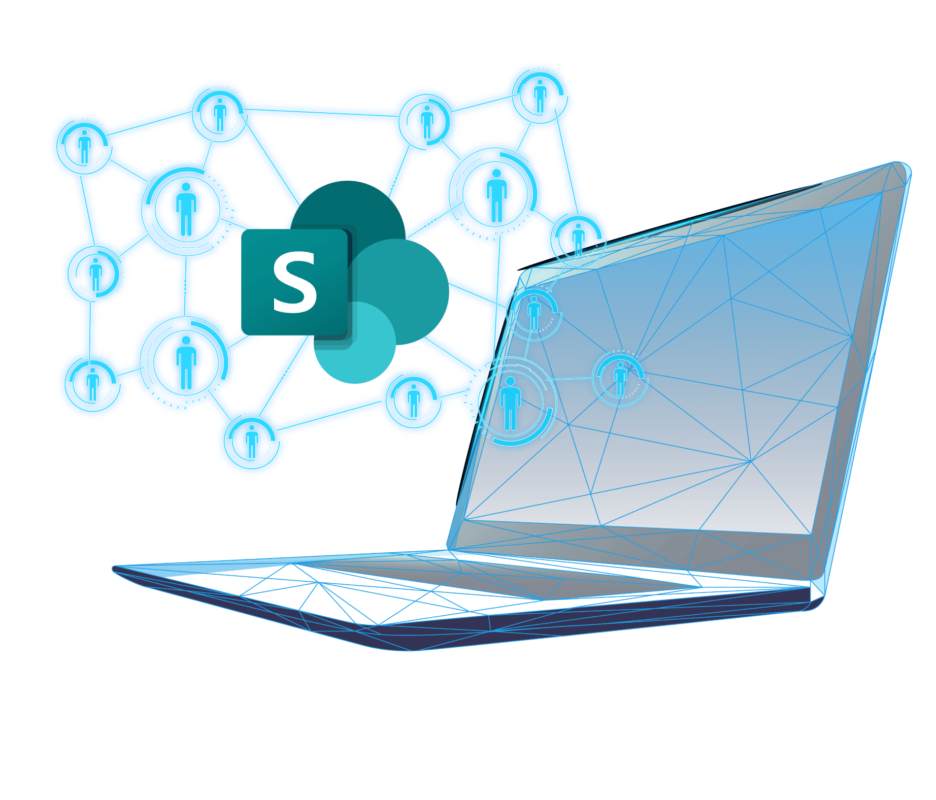 Laptop device with Microsoft SharePoint logo