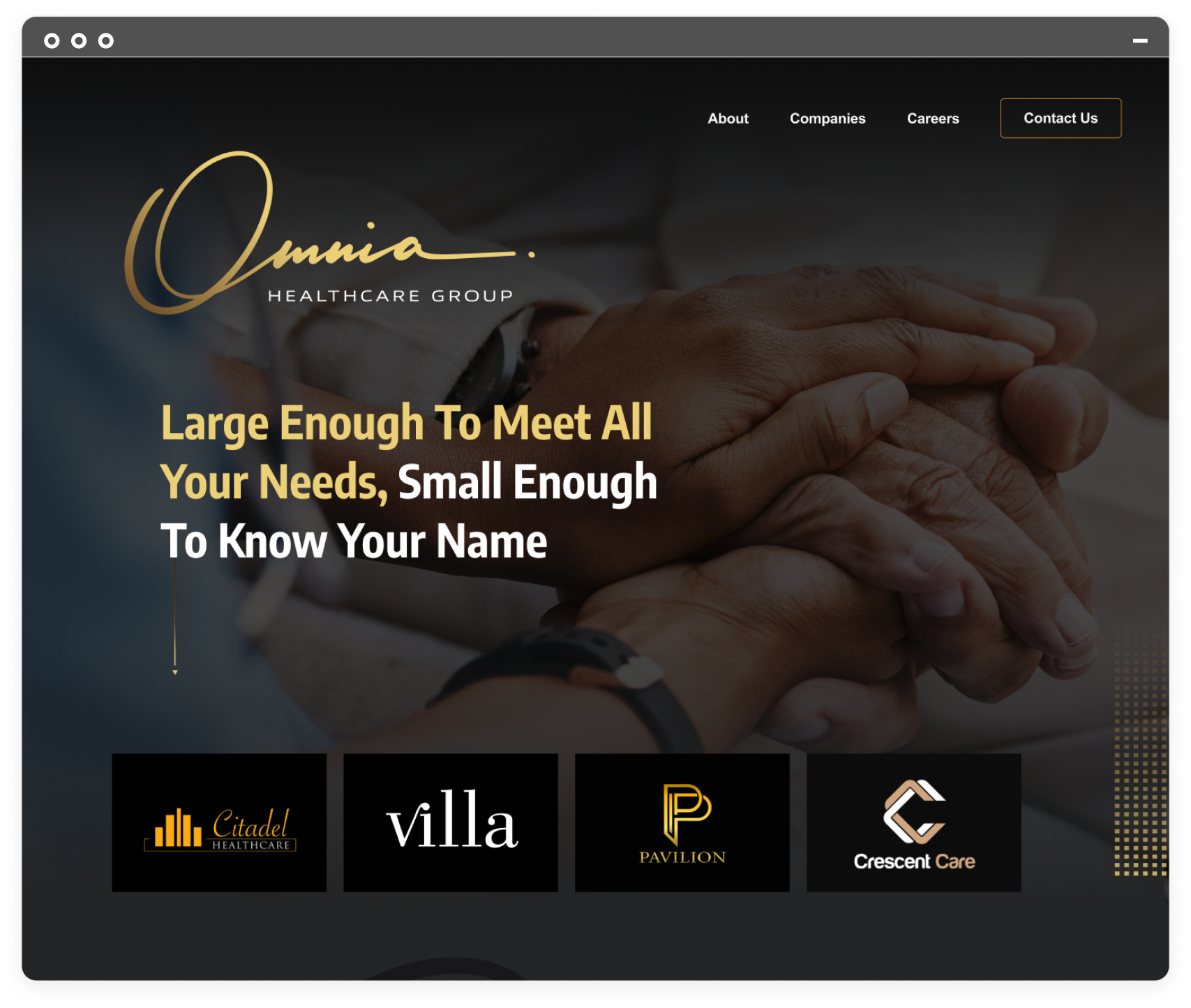 Omnia website screenshot slide