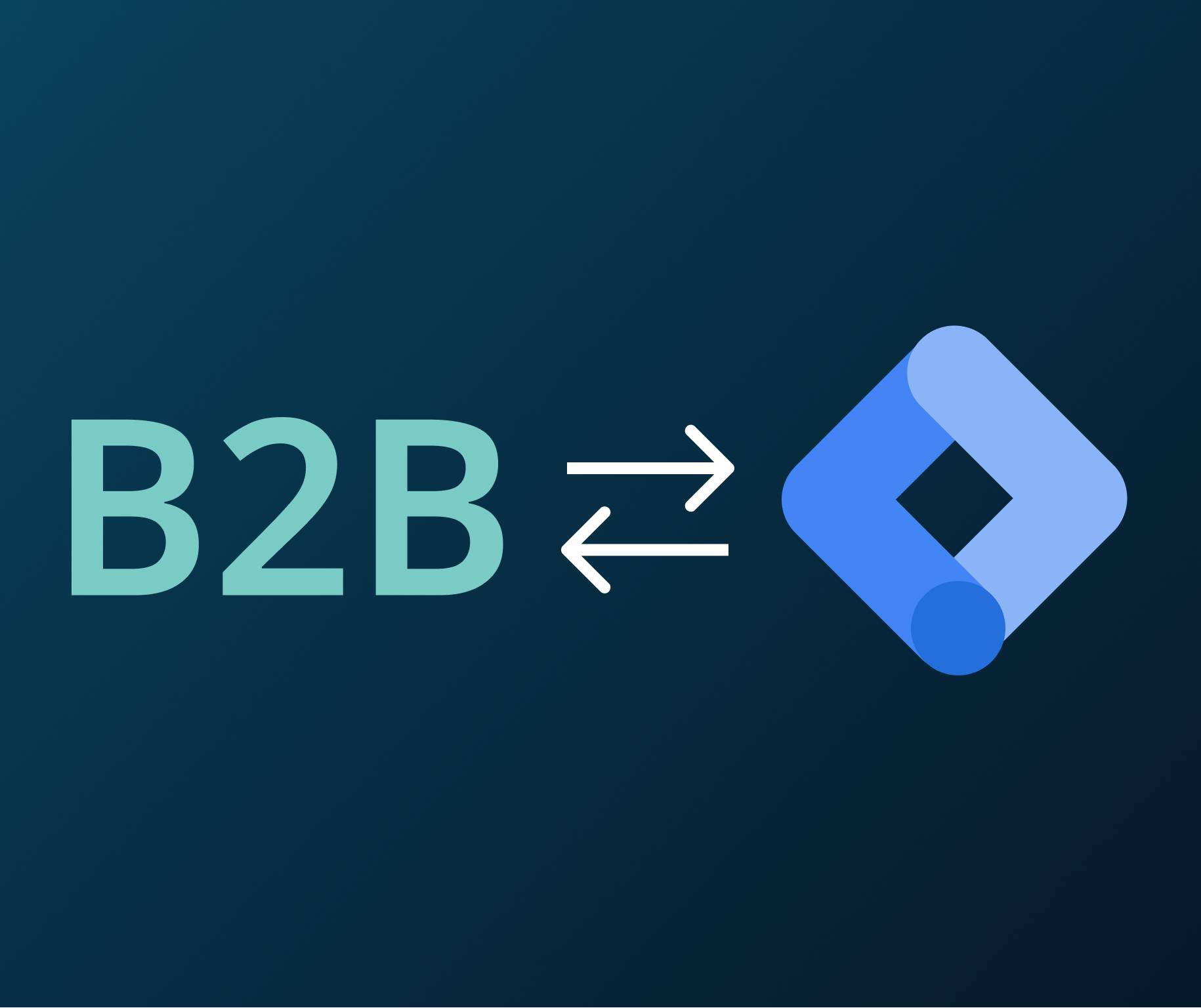 b2b and the google tag manager logo|computer connected to analytics and ads through google tag manager