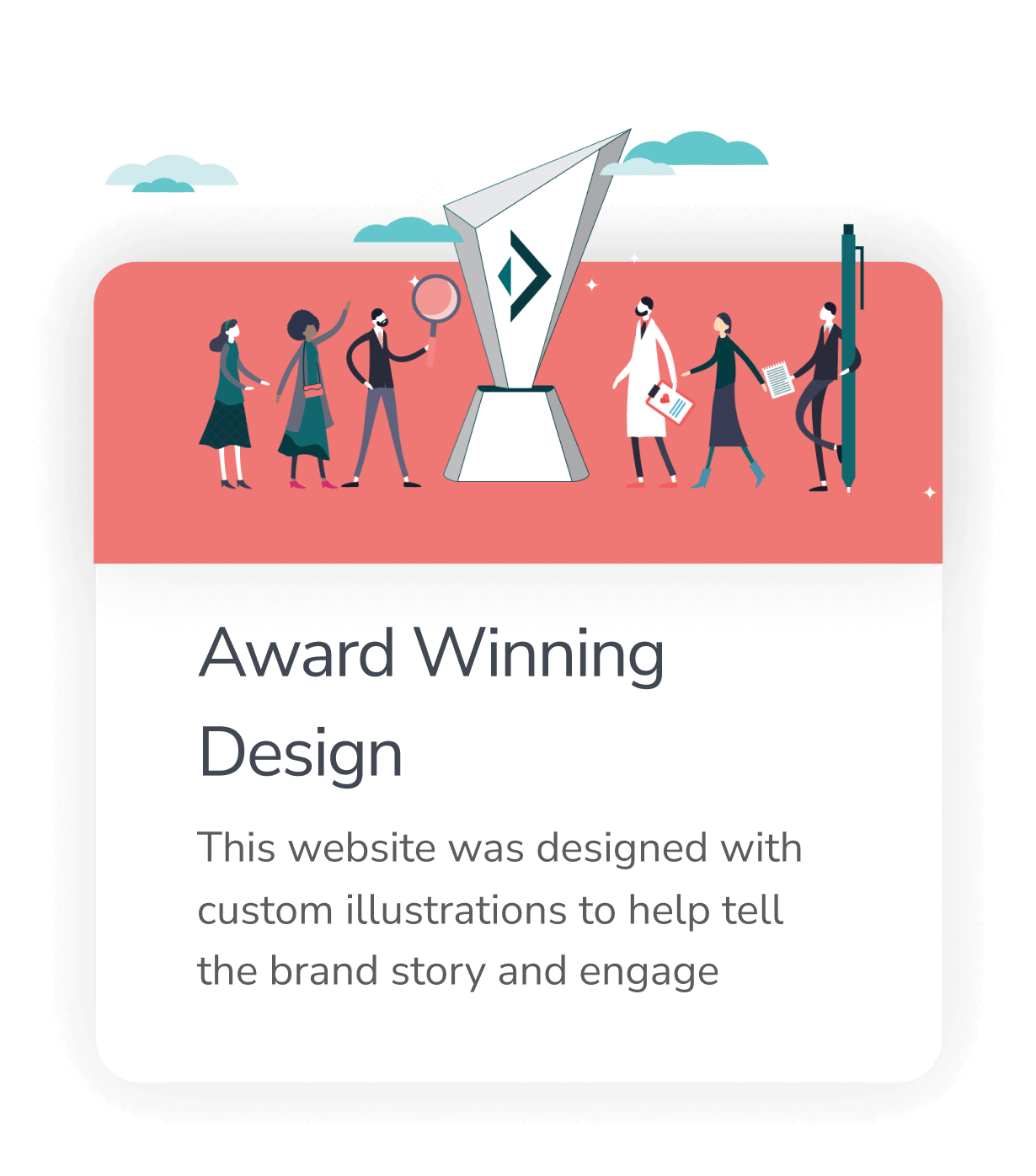 Award winning design. This website was designed with custom illustrations to help tell the brand story and engage.