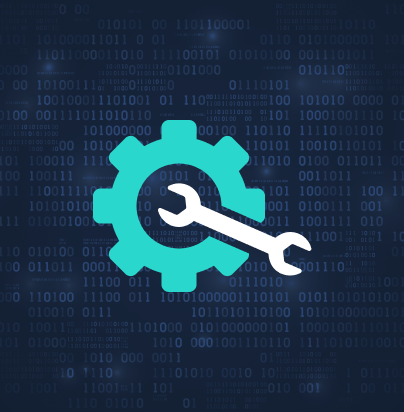 wrench and gear on website code background illustrating website maintenance|