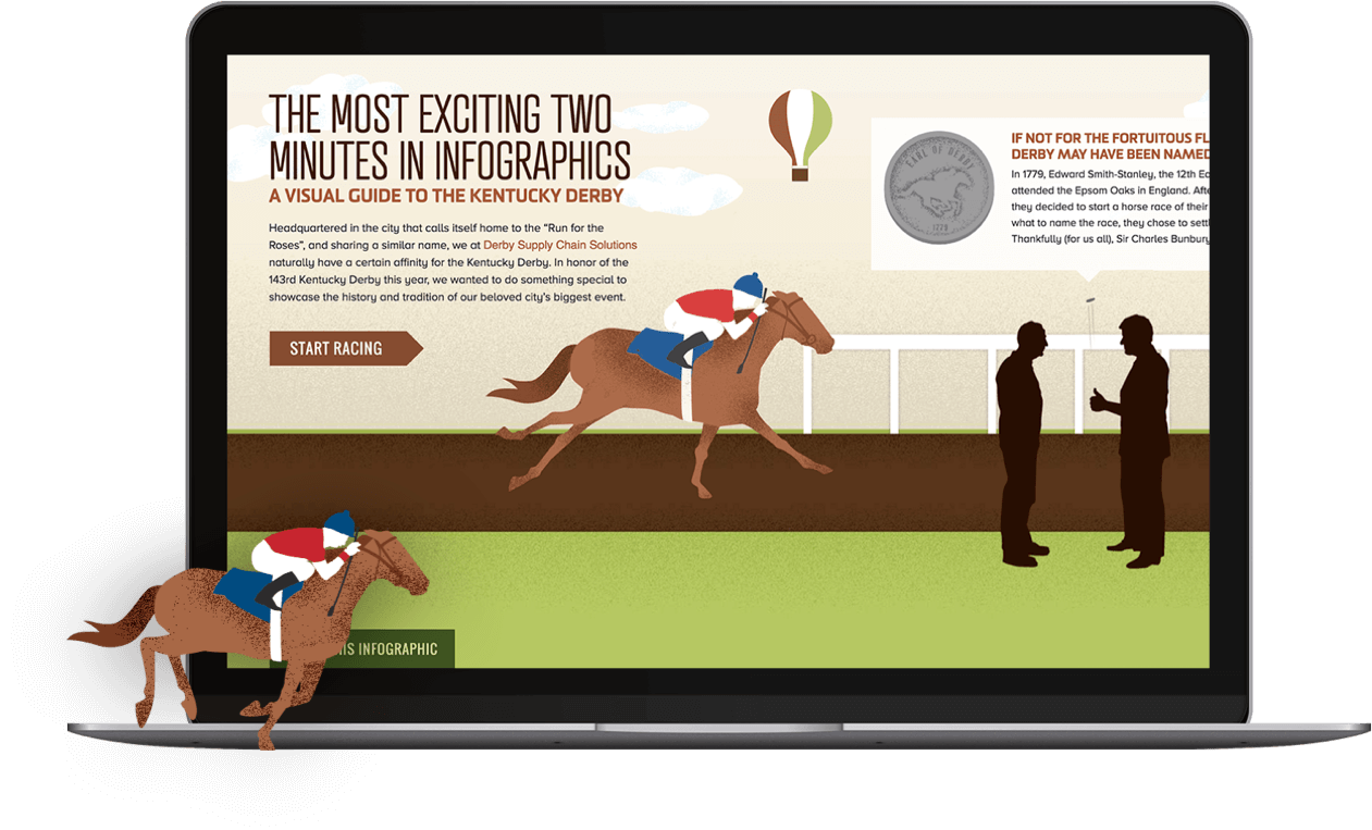 Derby infographic on a laptop