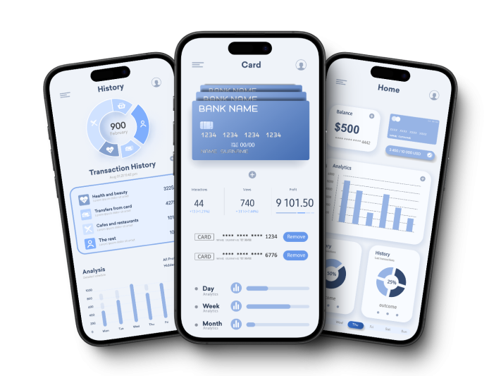 Financial app mobile views 1