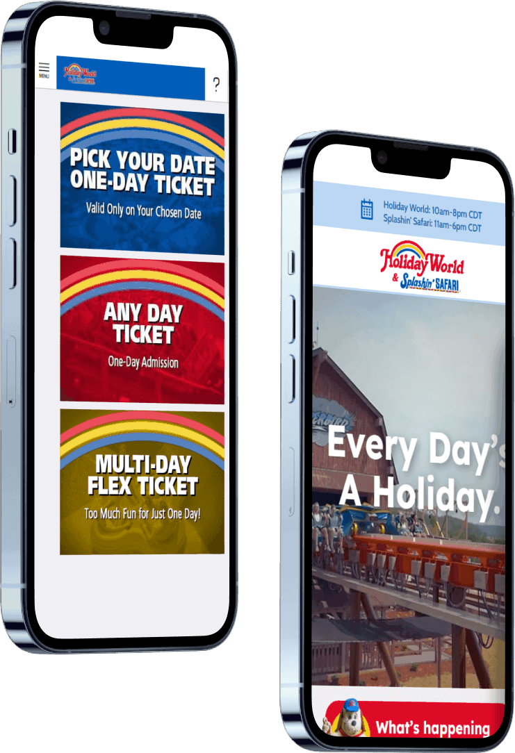 Mobile views of the holiday world site