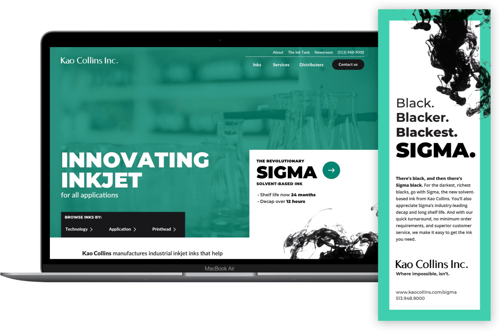 Kao home page with SIGMA call outs