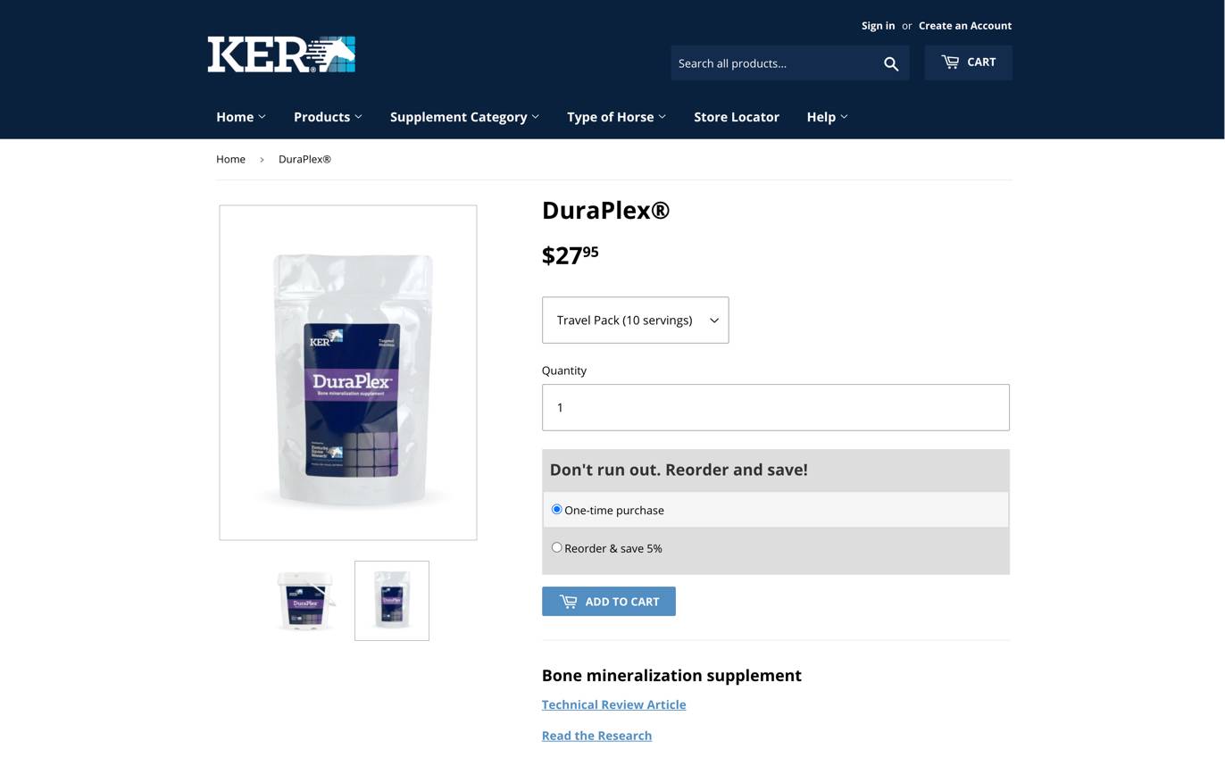 Example KER product page