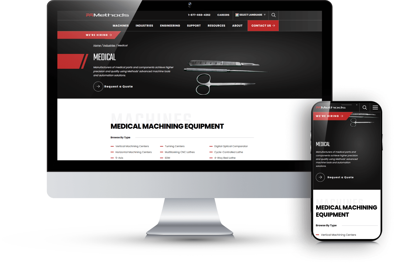 Methods Machine web site on desktop and mobile