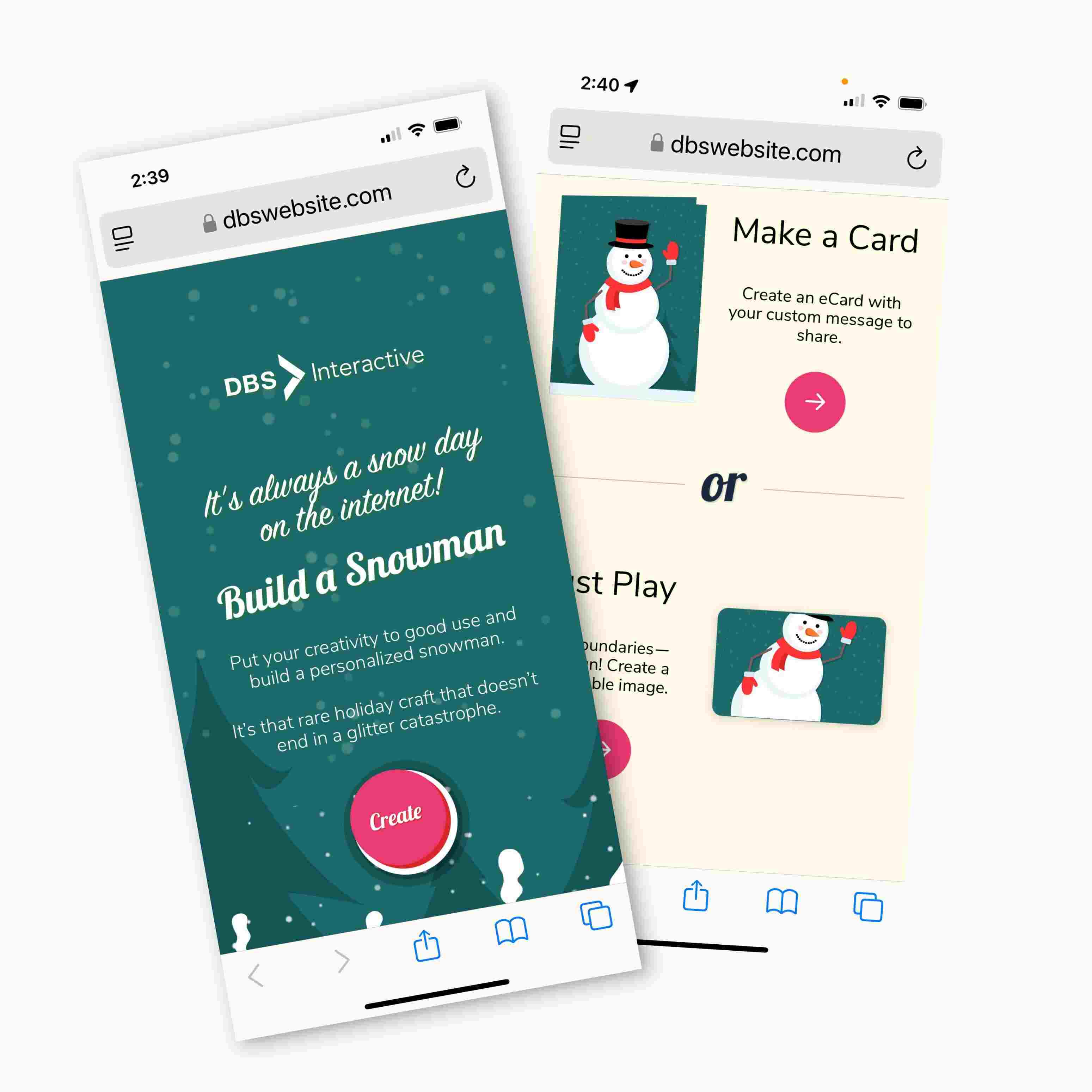 two examples of landing pages for mobile devices