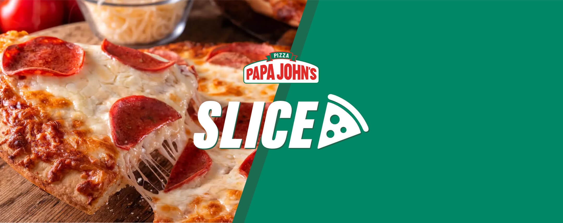 Papa Johns Slice logo with pizza imagery