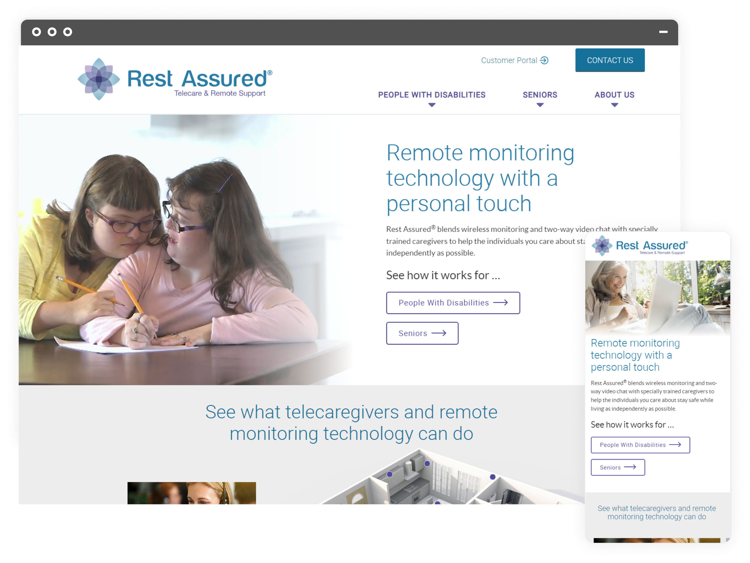 Rest Assured's website on laptop and mobile