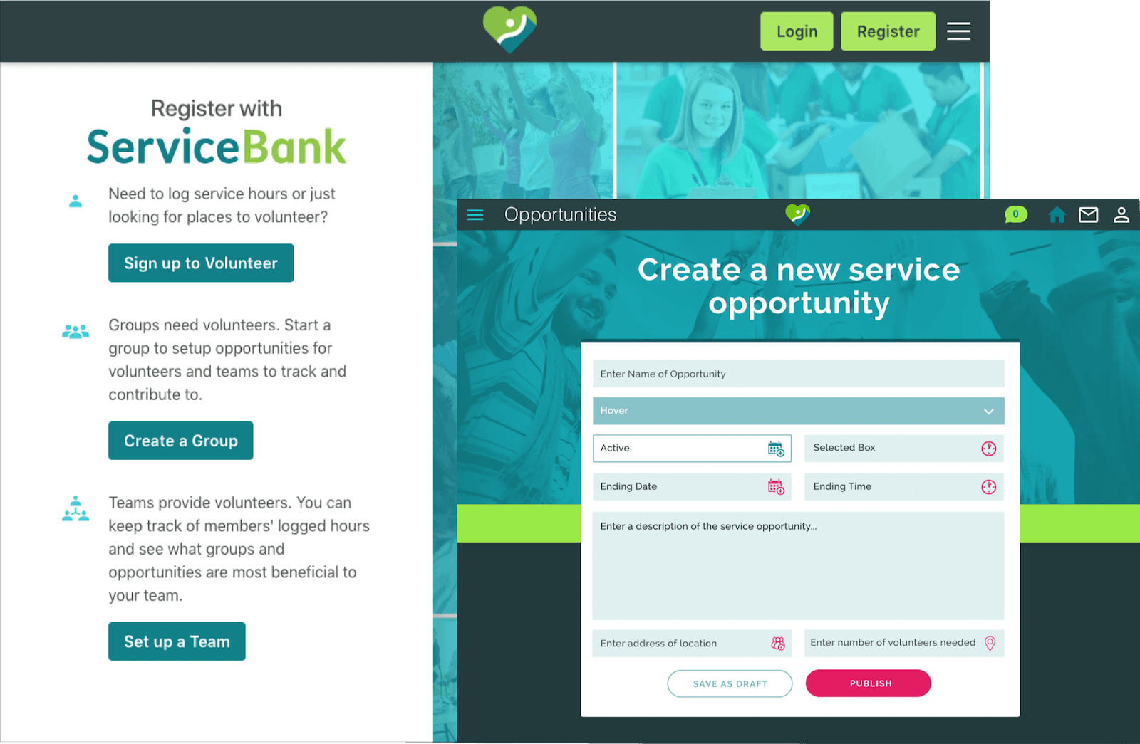 ServiceBank app screen example