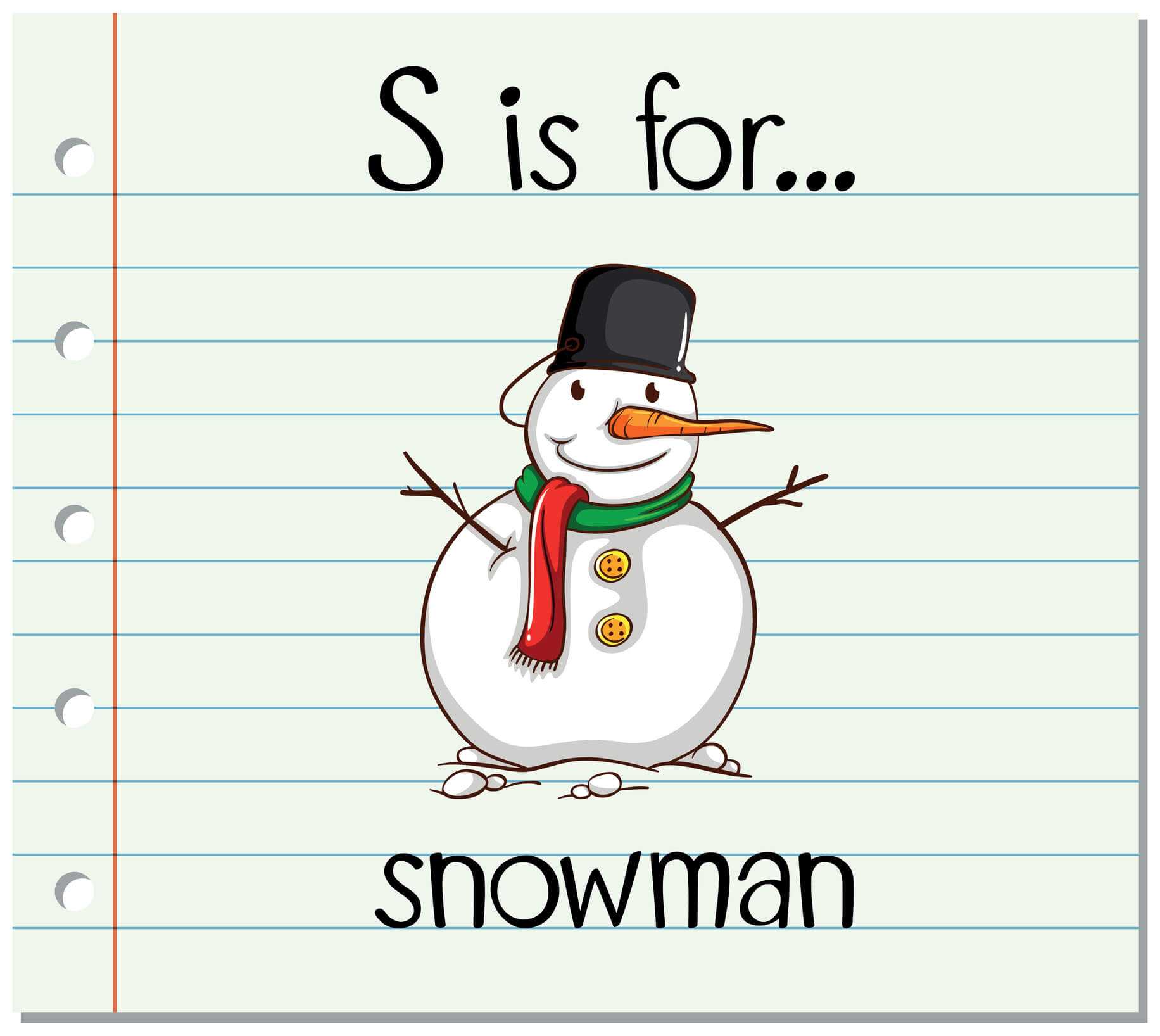 Snowman on notebook paper