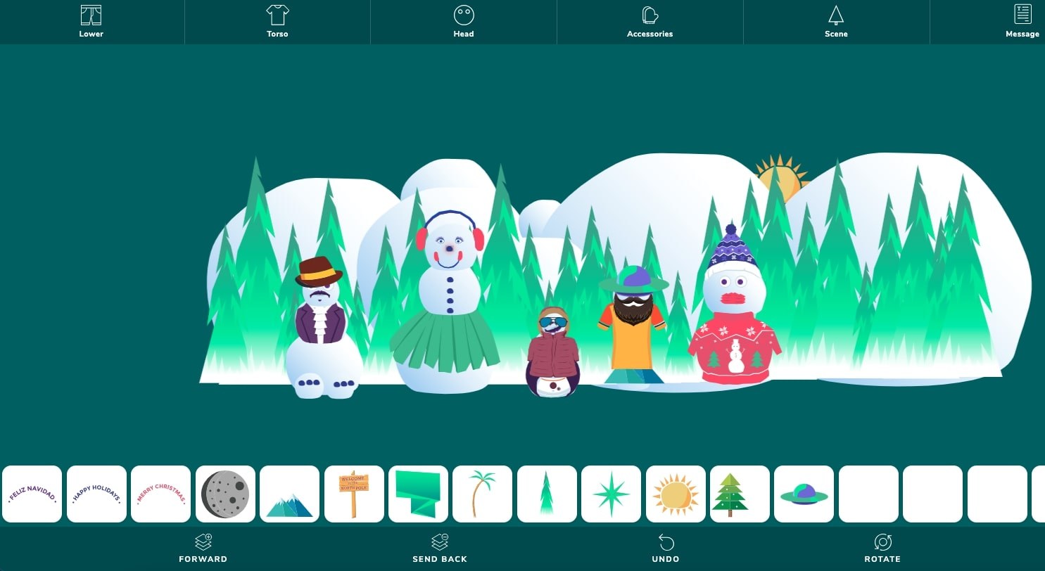 Example view of the snowman builder