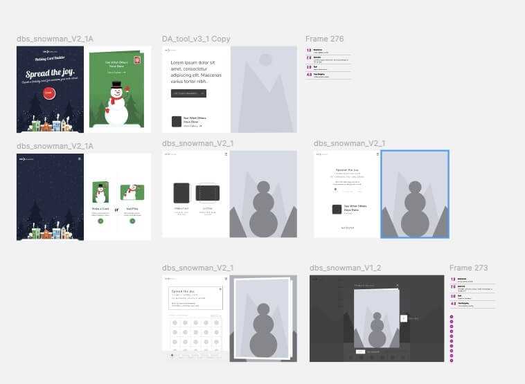 Wireframes for snowman interactive