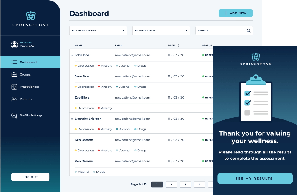 Springstone application example screens