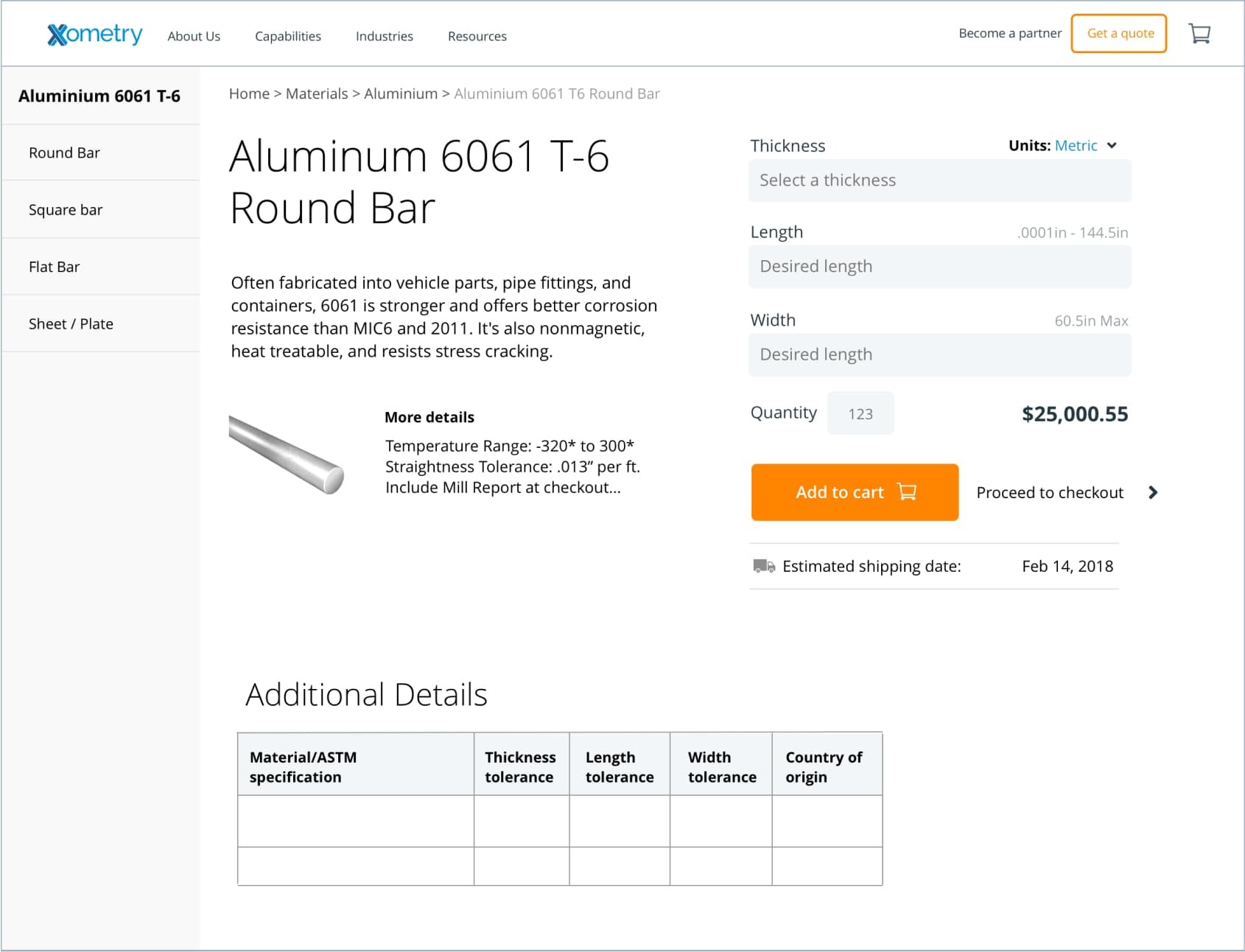 Xometry product page