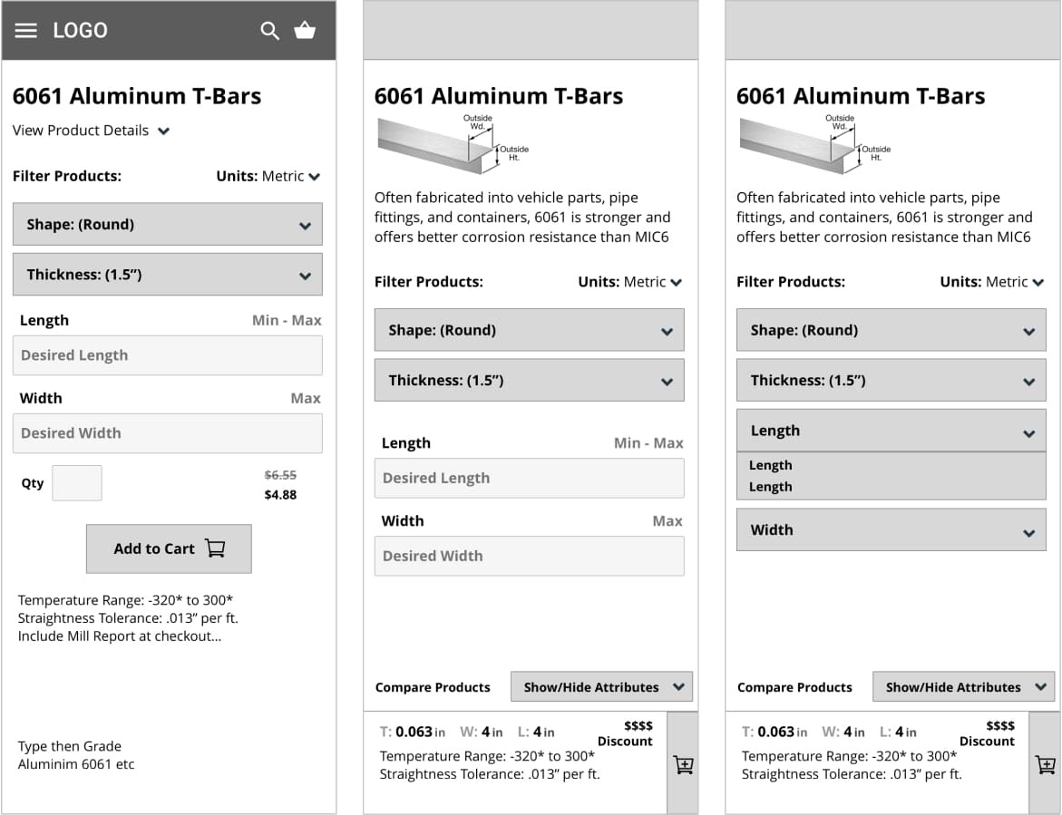 Xometry wireframes