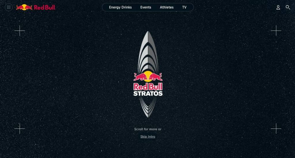 home page of the red bull stratos microsite