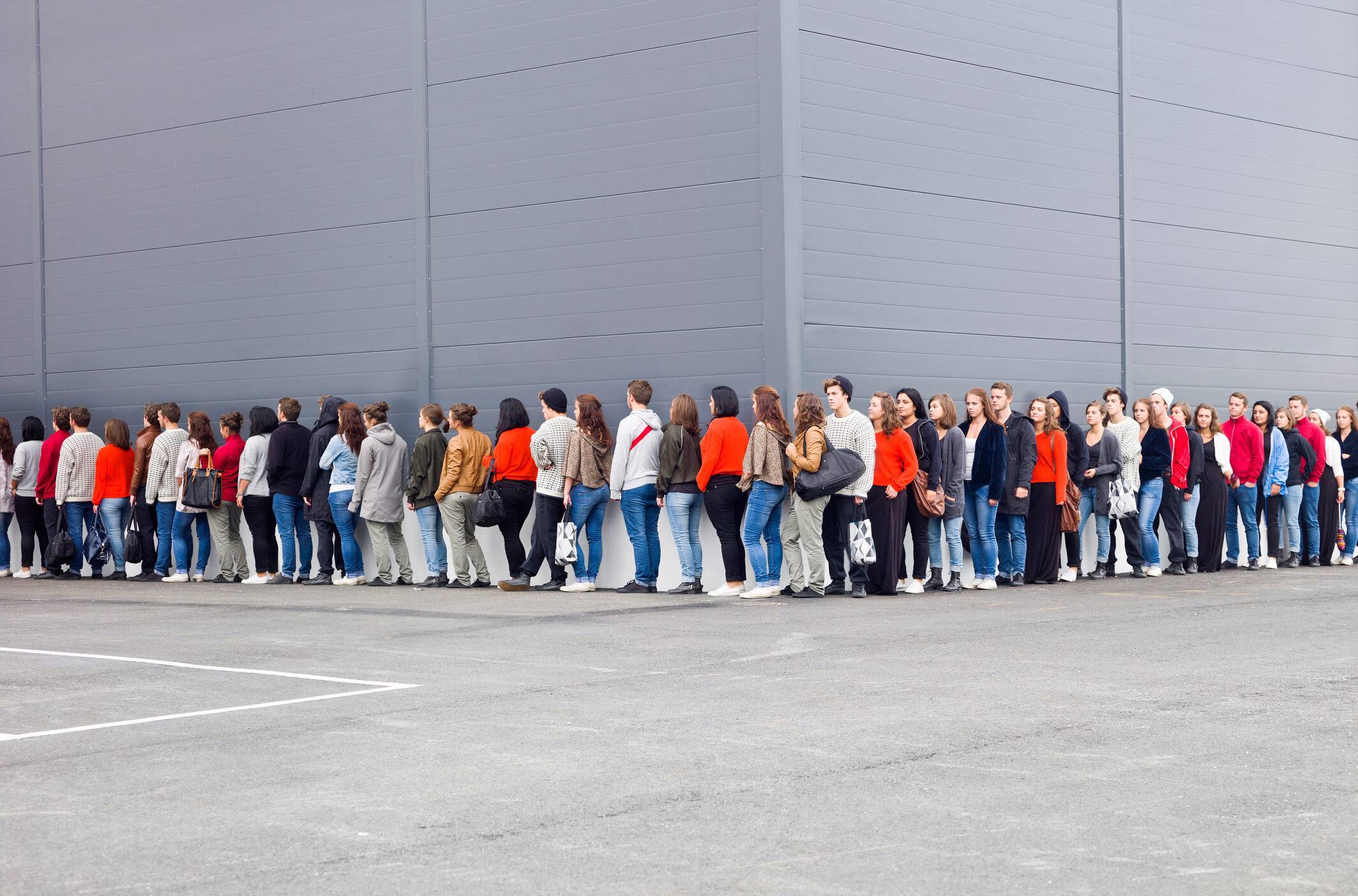 Customers in line to purchase new apple iphone